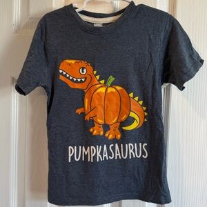 4/$15 Pumpkasaurus Kids Dino Tee - Heathered Navy Blue